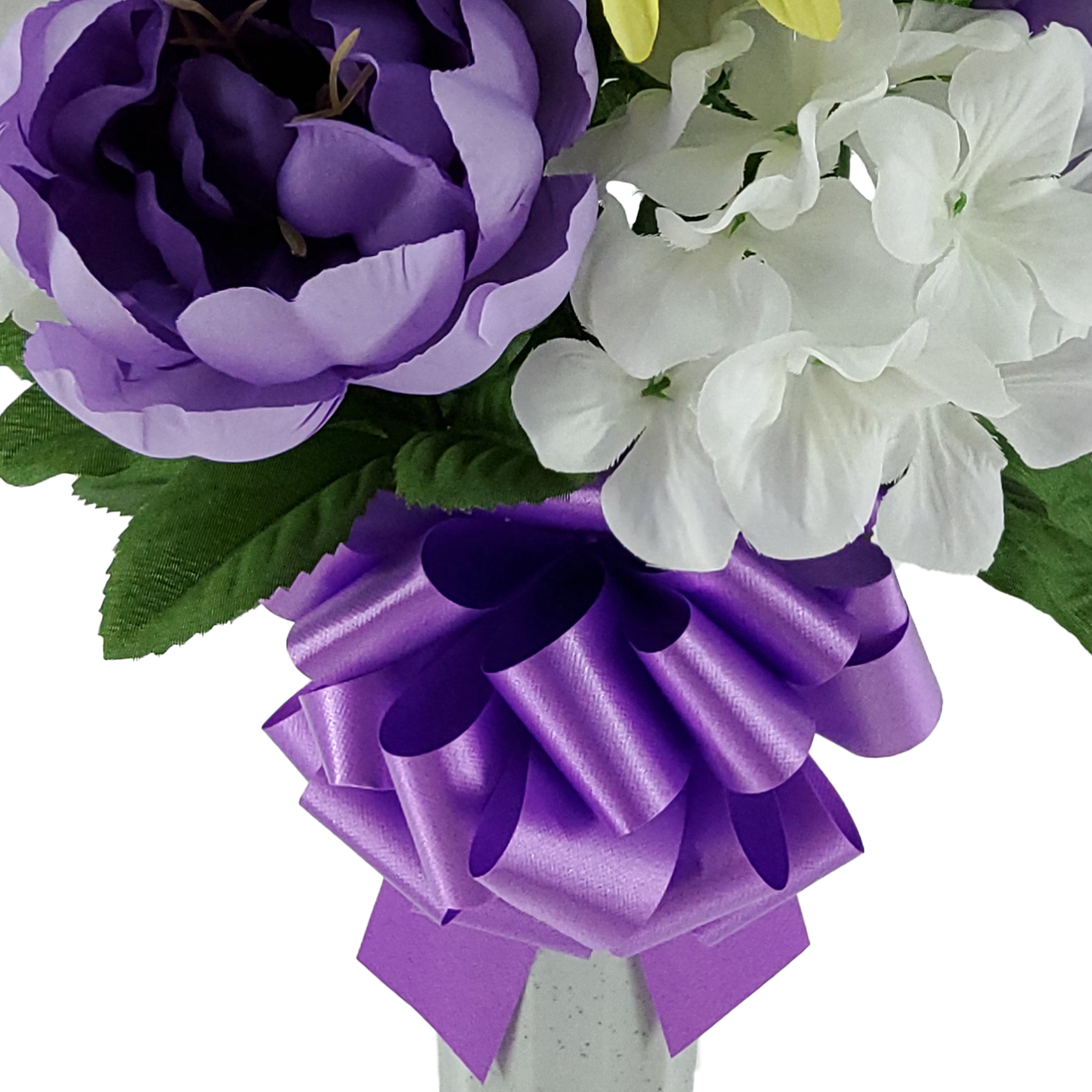 Mainstays 20.5in Outdoor Artificial Peony Flowers in Vase, Purple Color