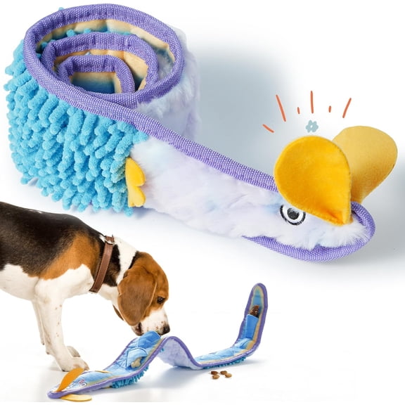 Nocciola Blue Ribbon Eel Snuffle Dog Toy,Christmas gift,No Stuffing Squeaky Long Snake,Crinkle/Snuffle/Tug Toy for All Breeds