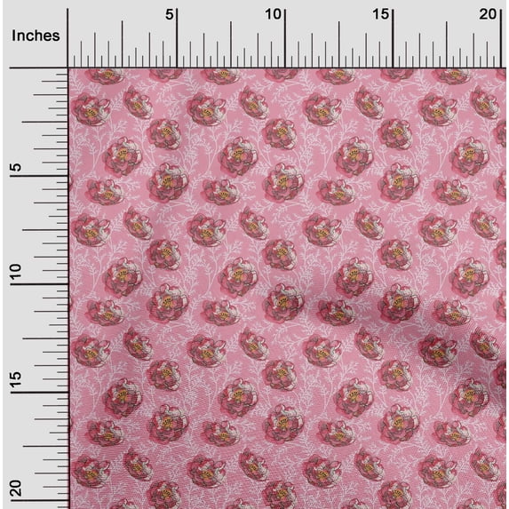 oneOone Cotton Silk Pink Fabric Flower Watercolor Sewing Material Printed Fabric By The Yard 42 Inches Wide