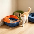 thumbnail image 3 of HWRETIE Semi Enclosed High Sided Cat Litter Box Splash Proof Open Top Design Spacious Cat Toilet for Cats Under 10 Pounds Easy Clean Indoor Litter Tray, 3 of 6