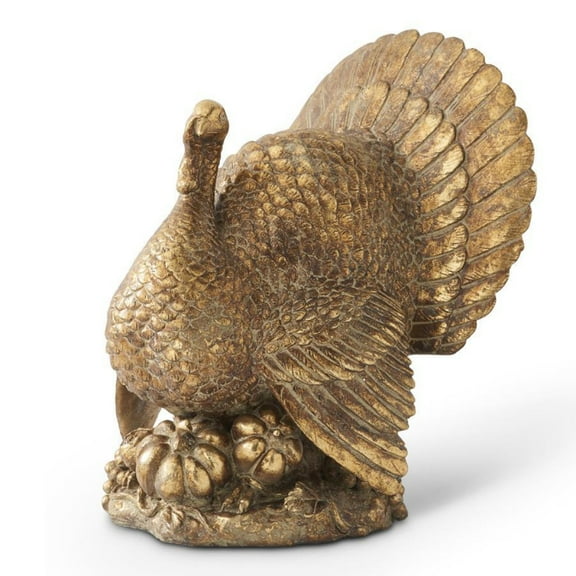 K&K Interiors 17" Bronzed Tabletop Turkey Thanksgiving Fall Decoration