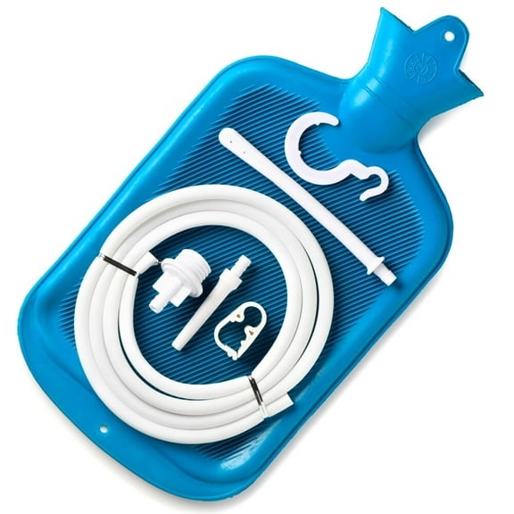 Water Bottle Enema Kit,Enema Cleaning Kit for Men and Women,2 Nozzles,5ft Silicone Nozzle,1 Bag,Blue