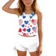 thumbnail image 3 of Odeerbi Niñas Día de La Independencia Traje de Baño de 2 Piezas Patriotic Tank Top Con Sostén Pad & Boyshort Bottom Baño Seco Rápido, 3 of 9
