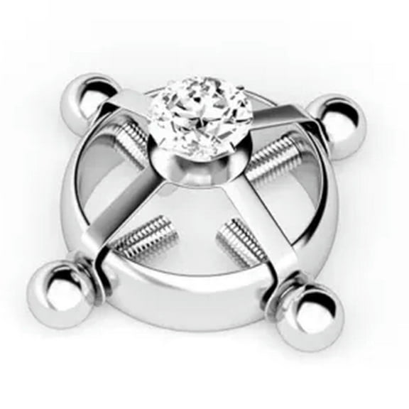 HOOUN 1pc Nipple Rings Adjustable Screw Non-Piercing Fake Piercing Fashion Jewelry-Silver