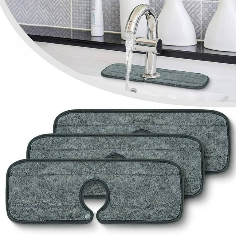 Kitchen Faucet Absorbent Mat,Grey Faucet Wraparound Absorbent Mat,Sink Splash Guard for Kitchen Bathroom Faucet Counter Countertop Protector for