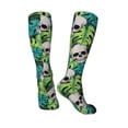 thumbnail image 4 of Daiia Sports Socks Skull and Palm Leaves Printed Novelty Crew Socks for Men Women Knee High Socks Cotton Socks Soft & Breathable Support Unisex Socks, 4 of 9