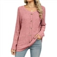 thumbnail image 2 of Suéteres Ligeros para Mujer 2025, Camiseta Henley de Larga, Blusa Informal de Cuello Redondo para Otoño. Rosa S, 2 of 10