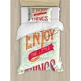 thumbnail image 1 of Enjoy the Little Things Twin Size Duvet Cover Set, Positive Outlook on Life Themed Message with Swirls and Curlicues, Decorative 2 Piece Bedding Set with 1 Pillow Sham, Multicolor, by Ambesonne, 1 of 3