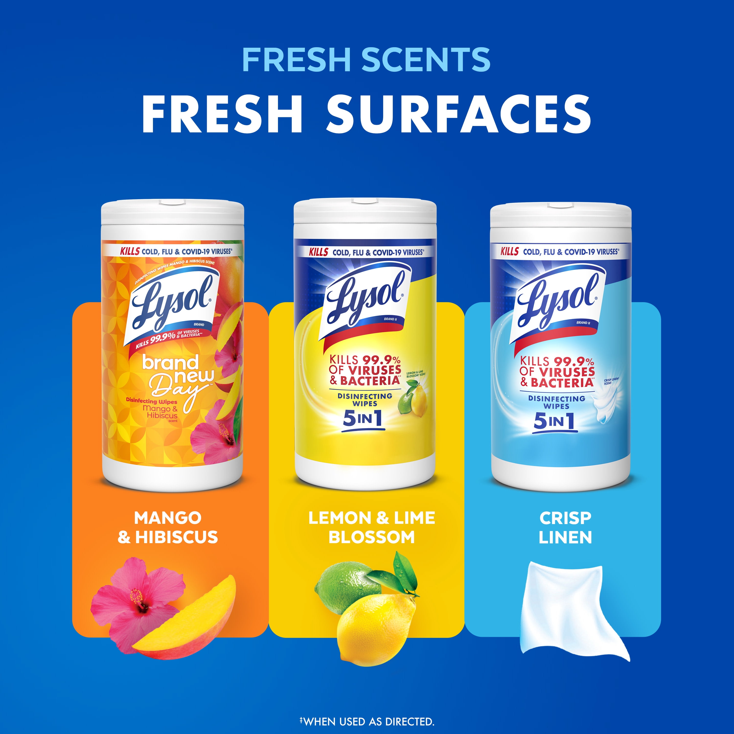 Lysol® Disinfectant Wipes, Multi-Surface Antibacterial Cleaning Wipes, Lemon and Lime Blossom, 80 Count
