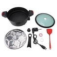 thumbnail image 2 of Electric Skillet and Frying Pan, 12 Inch Round Cooker with Nonstick Coating 1500W Power 5 Level Temperature Control, Micro Pressure Cooker with Steam Plate and Lid for Kitchen, 2 of 7