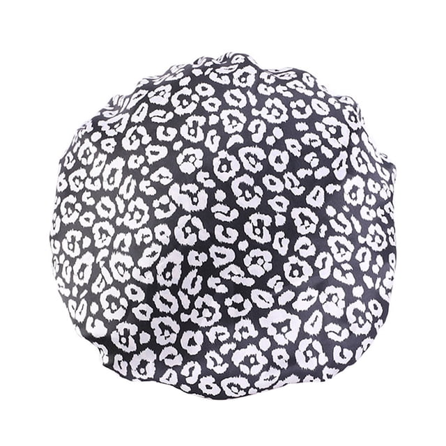 Minnieouse Gorro de dormir para mujer, gorro de satén elástico de banda ancha para cubrir la cabeza, calentador del cuero cabelludo, Sombreros blanco negro M(56-58cm)