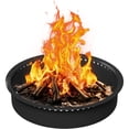 thumbnail image 2 of 48 Inch Smokeless Fire Pit Ring, Carbon Steel Outdoor Round Fire Pit with Ventilation Holes, Wood Burning DIY Campfire Ring, Black, 2 of 10