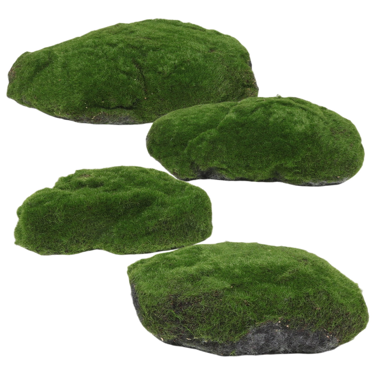 Masteelf 4pcs Artificial Moss Rocks Decorative Faux Green Moss Covered Stones for Garden Decor DIY Floral Arrangements and Plant Potted Decoration