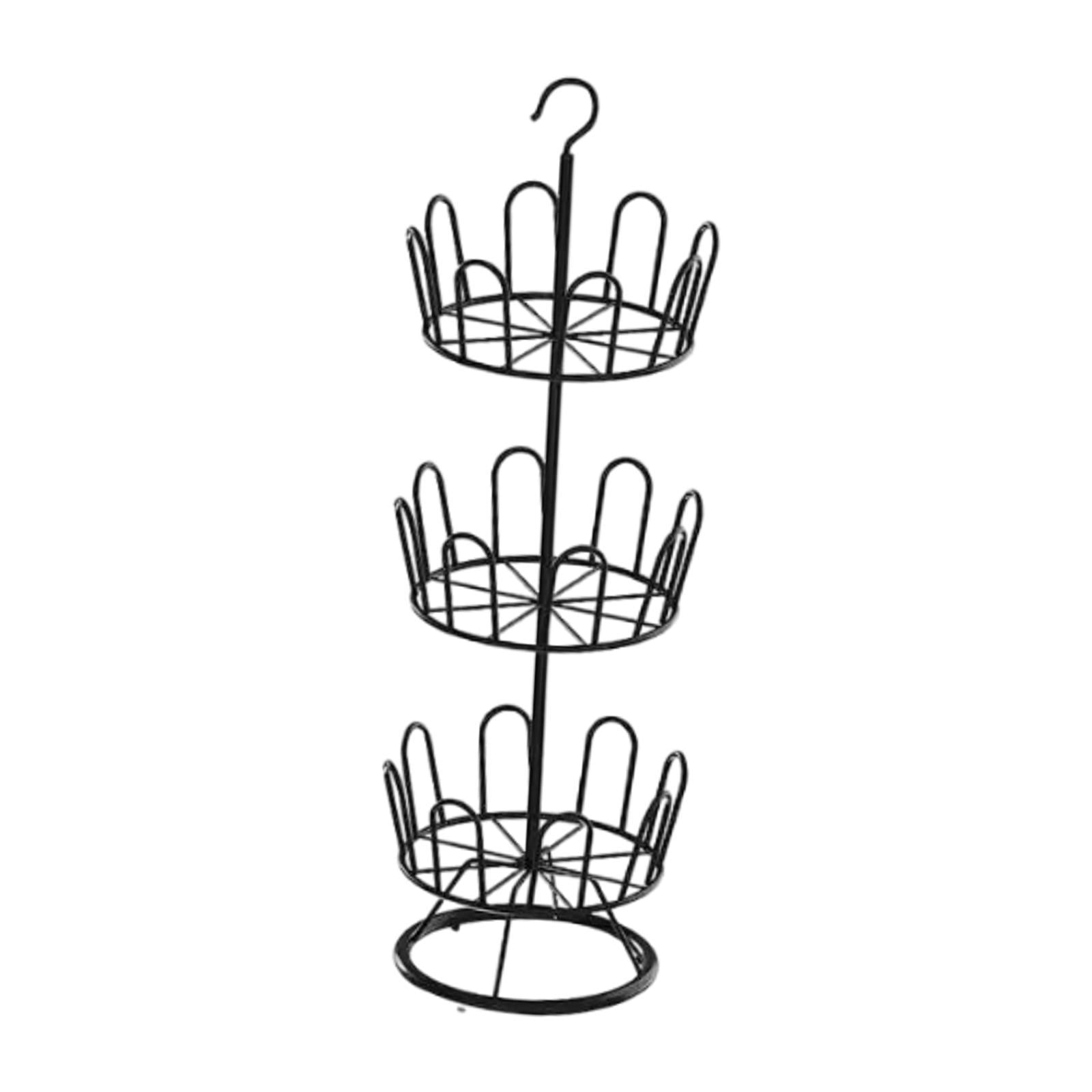 Baoblaze Revolving Shoe Rack Modern Metal Shoe Tree Rack for Apartment Farmhouse Dorm Black 3 Tiers