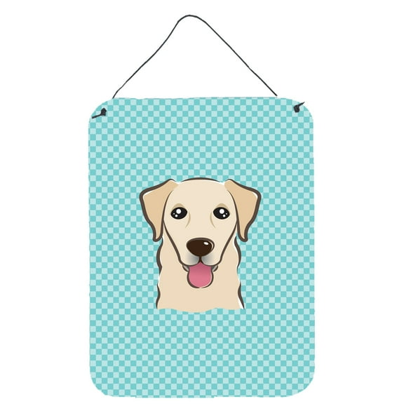 Caroline's Treasures BB1190DS1216 Checkerboard Blue Golden Retriever Wall or Door Hanging Prints, 12x16, multicolor