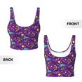 thumbnail image 6 of Goofa Retro 80s Style Printed Sports Bras for Women, High Impact Running Bra Workout Crop Tank Tops Longline Sports Bra Push up-X-Large, 6 of 9