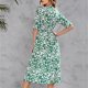 thumbnail image 4 of Vestido de verano con estampado bohemio para mujer, cuello en V, manga corta, abertura lateral, vestido de playa, vestido de sol, vestido a media pierna Fridja  qw5765, 4 of 6