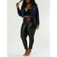 thumbnail image 2 of Women Plus Size Button Closed Cropped Denim Jacket Black Blue 1X, 2 of 6