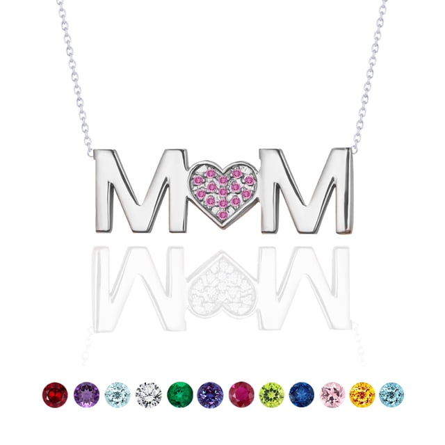 Collar con Colgante de Mamá JeenMata Turmalina Rosa Piedra Natal de Octubre en Oro Blanco de 18 K sobre Plata Esterlina