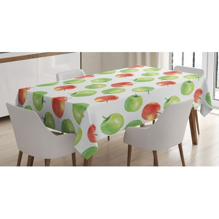 

Apple Tablecloth Watercolor Illustration of Granny Smiths and Celesta Brush Strokes Effect Rectangular Table Cover for Dining Room Kitchen 52 X 70 Inches Dark Coral Apple Green by Ambesonne