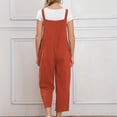 thumbnail image 5 of QATAINLAV Jumpsuits for Women Summer Linen Bib Overalls Loose Fit Wide Leg One Piece Pants Casual Sleeveless Rompers with Pockets Lightning Sales Red L, 5 of 6