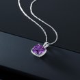 thumbnail image 5 of Gem Stone King 10K White Gold 2.07 Ct Cushion Amethyst Diamond Pendant With 18 inch Chain, 5 of 6