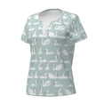 thumbnail image 5 of Fuzoiu White Swan Print Women's V-Neck T-Shirt,Women's Short Sleeve Top, Comfortable for Work, Leisure, and Sports, 5 of 7