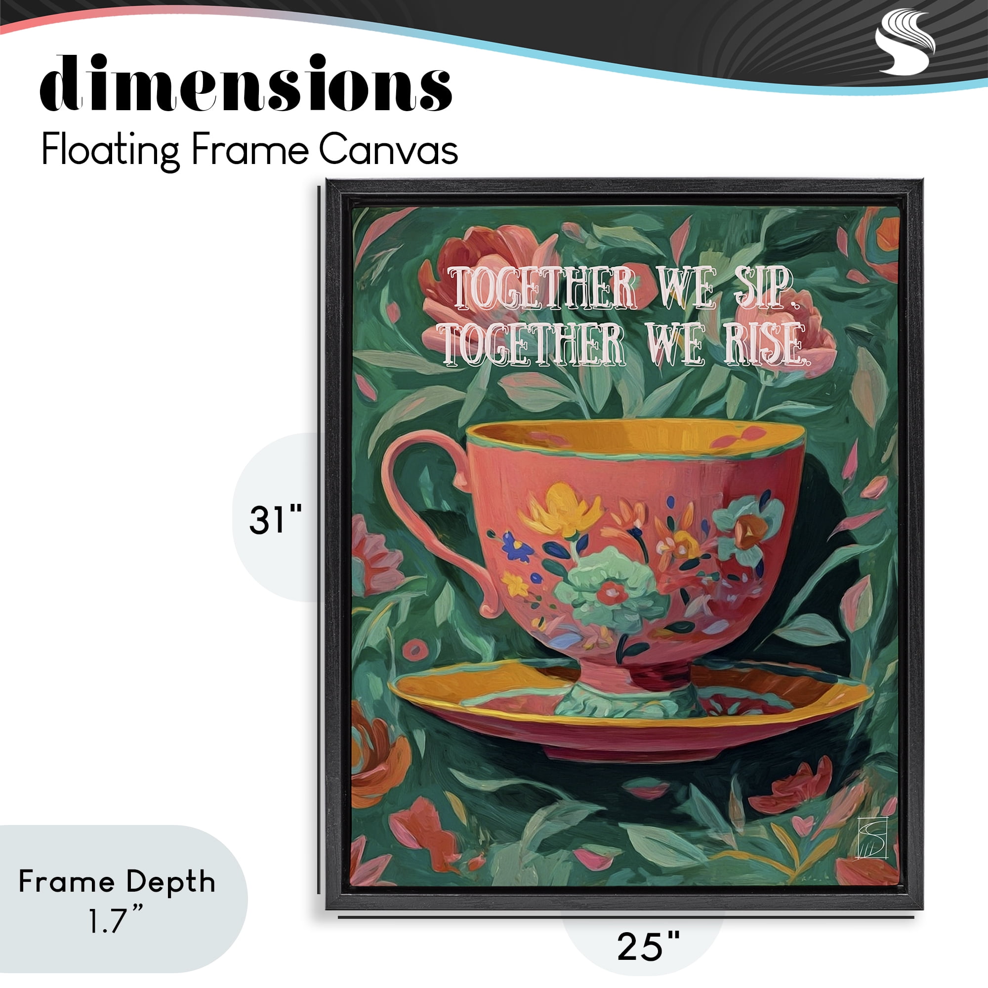 Stupell Industries Together We Sip & Rise Black Framed Floater Canvas Wall Art, design by Sara Culpepper