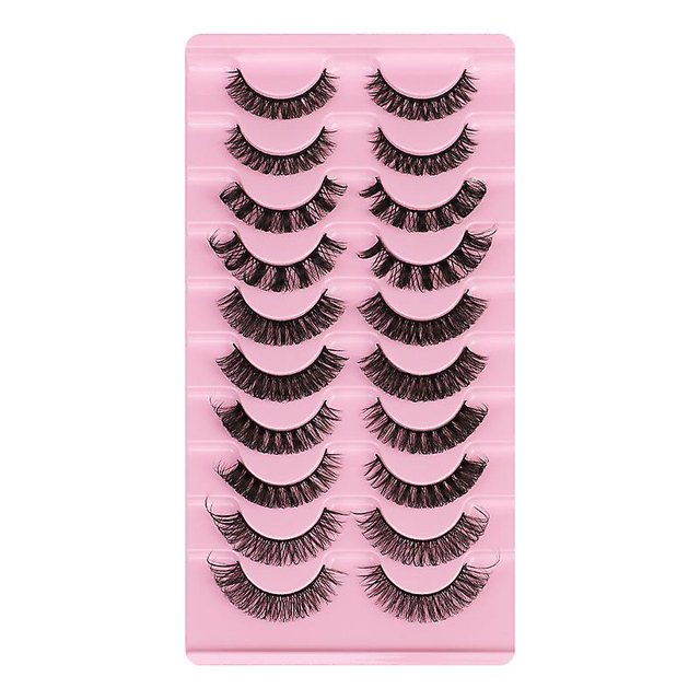 10 pares de extensiones de pestañas postizas falsas gruesas curvadas en D de 5 tipos mixtos para mujeres,11 Feliz Sencillez