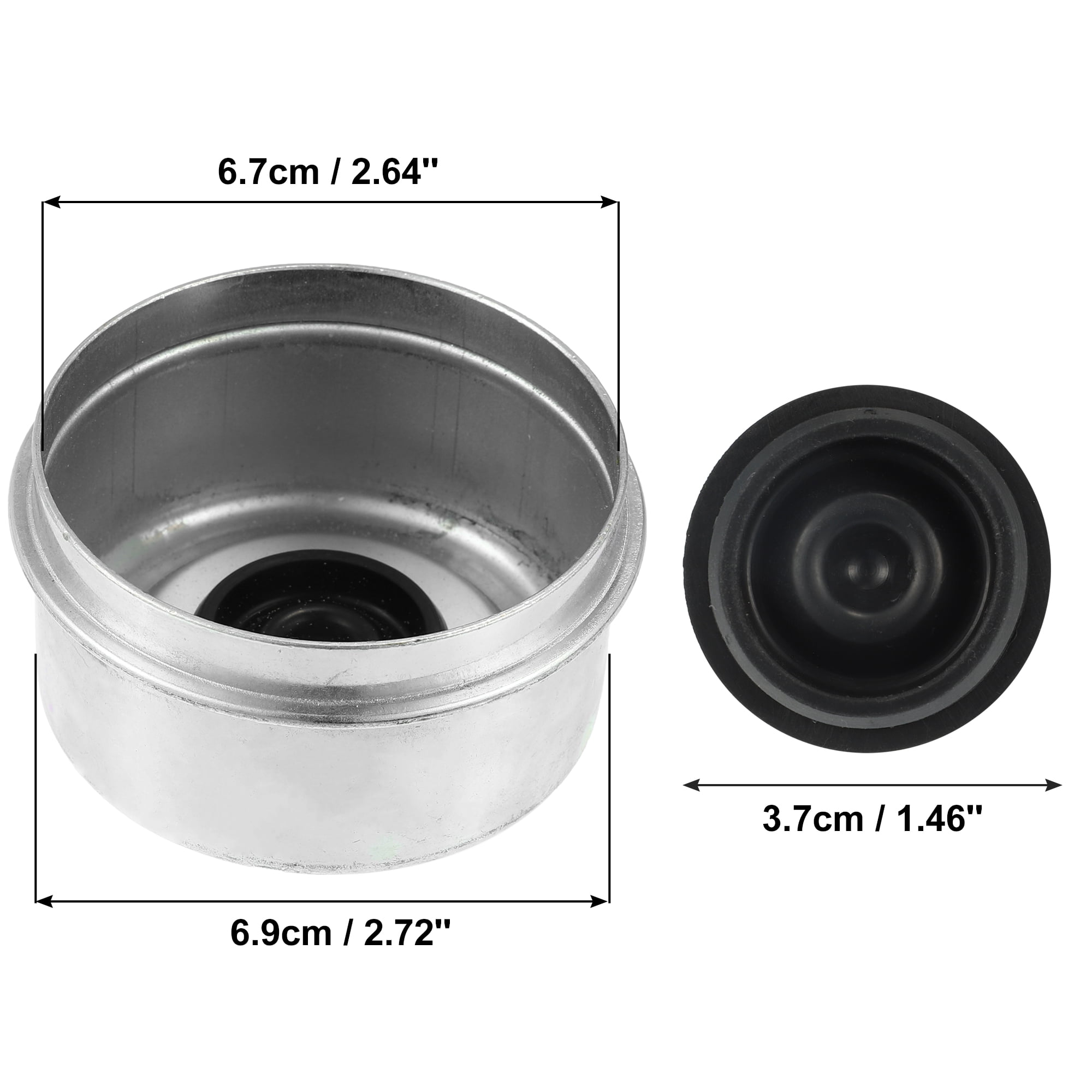 Unique Bargains 2.72" Trailer Axle Dust Cap with Rubber Plugs for Trailer Wheel Hubs