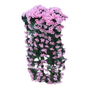 Ikohbadg Artificial Hanging Flowers, Fake Hanging Plant, Silk Fake Bellflower, Faux Flowers Arrangement for Outdoor and Indoor Garden Yard Pouch Porch Eave Balcony Decor (Pink)