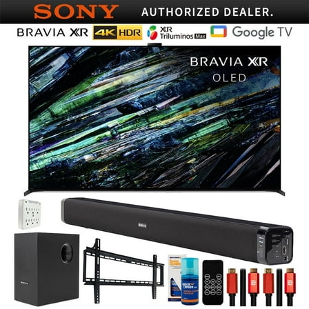 Sony XR65A95L BRAVIA XR A95L 65 inch QD-OLED 4K HDR Smart TV with Google TV (2023) Bundle w/ Deco Gear Home Theater Soundbar Wall Mount Accessory Kit 6FT 4K HDMI 2.0 Cables| Official Sony USA Partner
