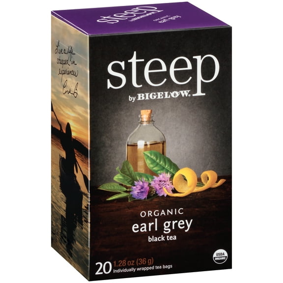 Steep Organic Black Tea, Earl Grey, Tea Bags, 20 Ct