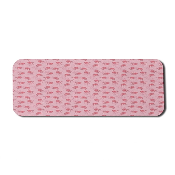 Floral Computer Mouse Pad, Romantic Roses Leaves Rosebuds Valentine's Day Sketch Repetitive Pattern, Rectangle Non-Slip Rubber Mousepad Large, 31" x 12", Pastel Pink and Rose, by Ambesonne