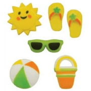 24ct Summer Fun 5/8"" - 1 3/8"" Edible Sugar Decoration Toppers for Cakes Cupcakes Cake Popswith Decorating Stickers