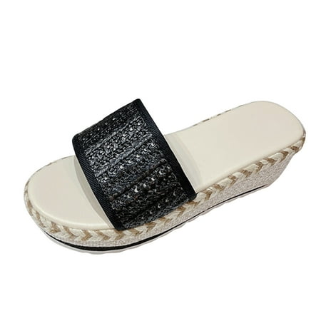 

nsendm Womens Platform Wedge Sandals Summer Women Weave Open Toe Breathable Beach S for Women Sandals Water Friendly Black 8