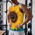 thumbnail image 5 of KLL Golden Sunflower in Blue Print Men's Muscle Gym Workout Stringer Tank Tops Bodybuilding Fitness T-Shirts Tank Tops Men-Large, 5 of 7