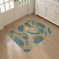 thumbnail image 3 of ODIKA 3'x5' Beige Blue Abstract Geometric Circles Washable Accent Rug Contemporary Curved Shapes Artistic Design With Flowing for Bedside, Nursery Room, Pet Friendly & Non-Shedding, 3 of 7