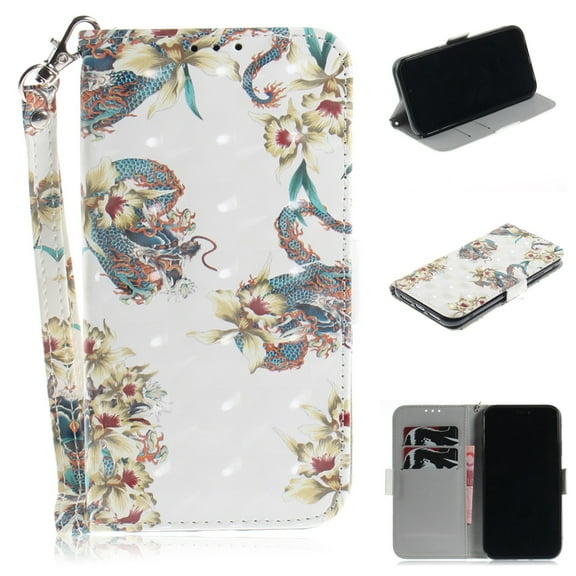 iPhone XR Case, iPhone XR 2018 Case, Allytech 3D PU Leather Protective Cover & Pocket Lanyard Wallet with Cards Holder, Support Kickstand Slim Case for Apple iPhone XR （6.1"）, Flower