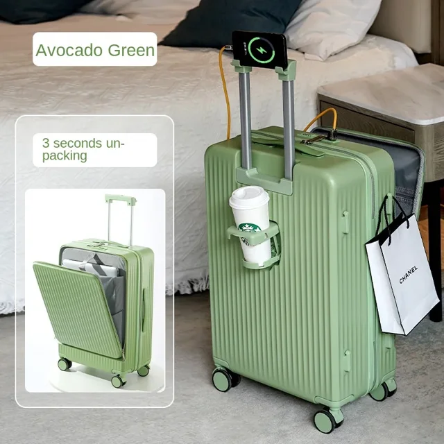 Equipaje de moda para hombre y mujer, maletas de viaje con ruedas, cierre de contraseña multifuncional, Apertura frontal, 18 pulgadas, 20 pulgadas, 22 pulgadas, 24 pulgadas, 26 pulgadas