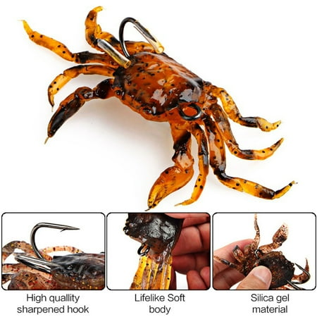 DEKAXID 3pcs 10cm 3d Simulation Crab Fishing Baits For Octopus Artificial Silicone Soft Fishing Lures With Hook For Saltwater Winter Fishing Tackle
