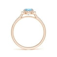 thumbnail image 2 of Angara Natural 0.72 Ct. Aquamarine with Diamond Halo Ring in 14K Rose Gold for Women (Ring Size: 7.5), 2 of 9