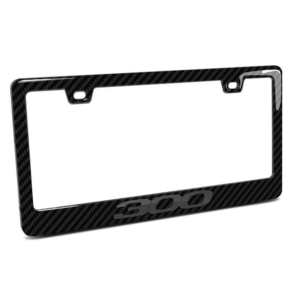 Chrysler 300 3D in Dark Gray on Real Carbon Fiber ABS Plastic License Plate Frame