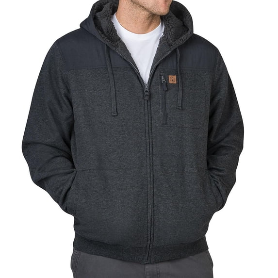 Mens Coleman (Black Heather) Sherpa Zip Hoodie MEDIUM