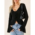 thumbnail image 4 of Caoirhny Women Long Sleeve Crop Tops Button Front Ruffle Cardigan Fitted Shirt for Club Streetwear Aesthetic Clothes, 4 of 9