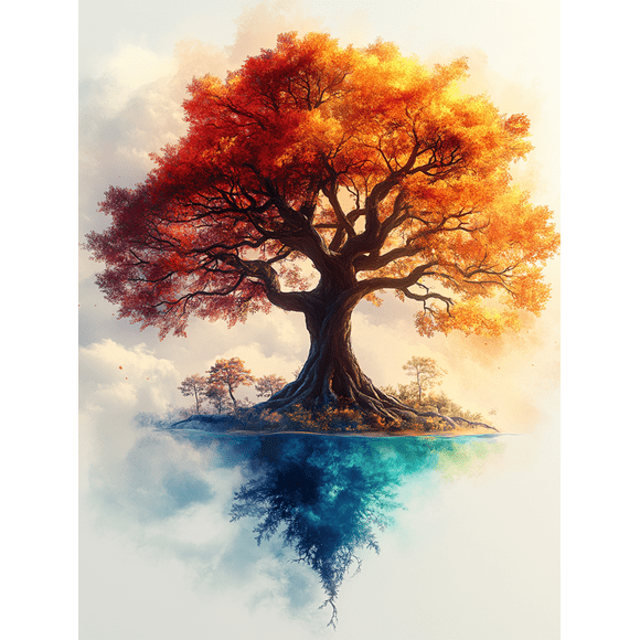 Qisvanset 12x16 Inch Yggdrasil Tree of Life Canvas Wall Art, Soft Watercolor Symbolic Art Unique Home Gift Decor