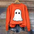 thumbnail image 2 of LYEAA Halloween Crewneck Sweatshirt Long Sleeve Regular Ribbed Cuff Casual Wear Ghost Holiday Clothes Orange S, 2 of 2