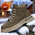 thumbnail image 4 of Men's Heavy-Duty Winter Ankle-High Snow Boots - PU Upper & PVC Traction Tires, Lace-Up Ankle Strap Hiking Boots for Ice, Snow, Mud - All-Terrain Outdoor Trekking, Work Boots (Brown/Black), 4 of 6