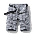 thumbnail image 3 of CBGELRT Mens Cargo Shorts with Multi Pockets Relaxed fit Fashionable Plaid Printed Work Shorts Summer Casual Capris Big Men's Outdoor Shorts Grey 38, 3 of 6