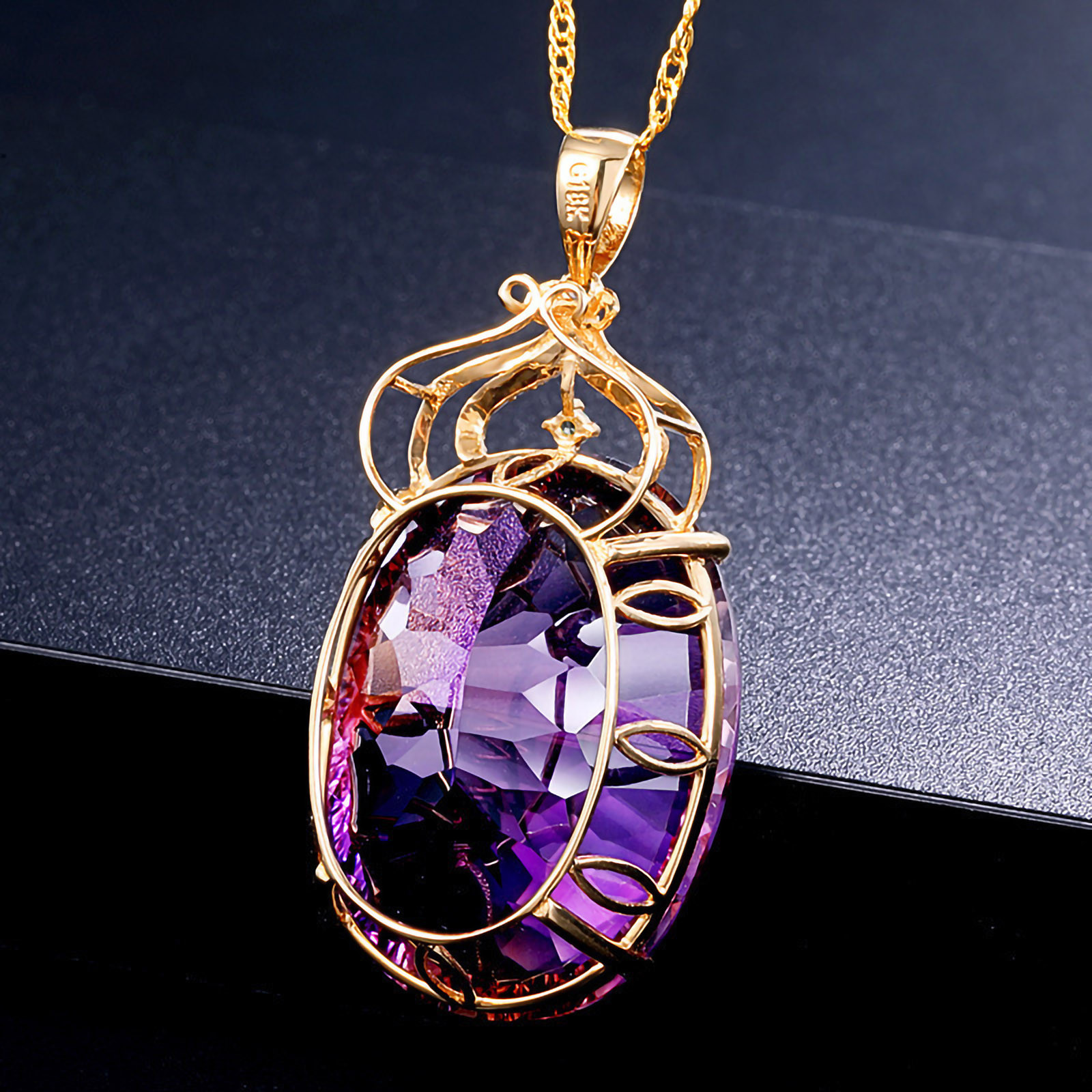 Apmemiss Wholesale European And American Ladies Fashion Luxury Amethyst Pendant Necklace Amethyst Gemstone Necklace Jewelry - image 5 of 8